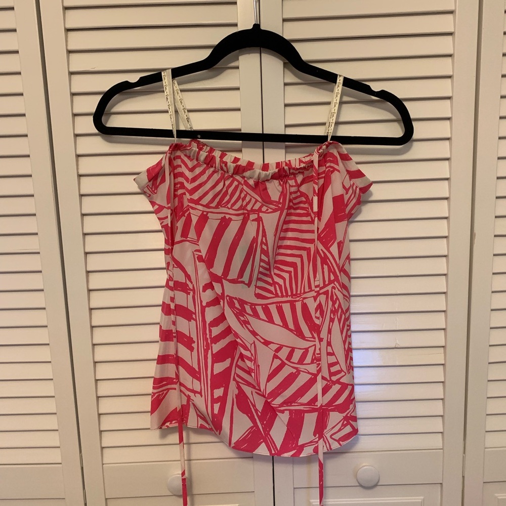 Lilly Pulitzer pink and white strapless top